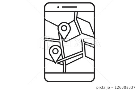ナビアプリによるルート検索と位置情報のイラスト 126388337