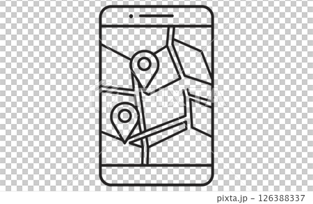ナビアプリによるルート検索と位置情報のイラスト 126388337