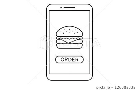 スマートフォンで注文するフードデリバリーアプリのイラスト 126388338