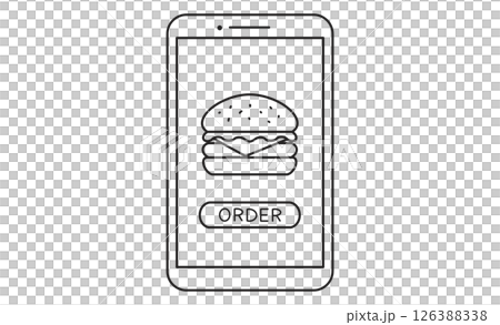 スマートフォンで注文するフードデリバリーアプリのイラスト 126388338