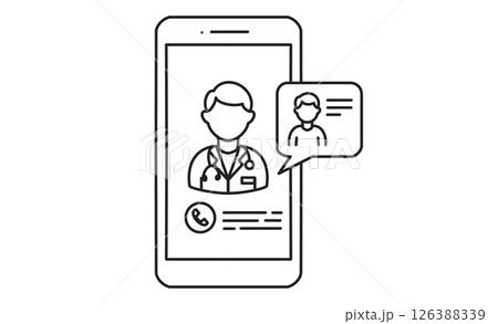 スマートフォンによるオンライン診療サービスのアイコンイラスト 126388339