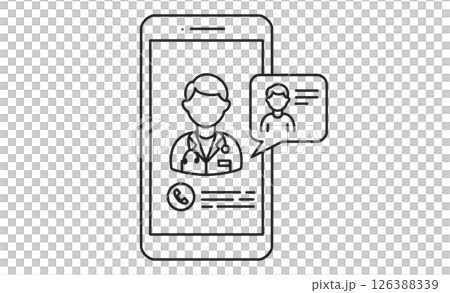 透過智慧型手機的線上醫療諮詢服務的圖示說明 透過智慧型手機的線上醫療諮詢服務的圖示說明 126388339