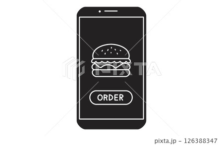 スマートフォンで注文するフードデリバリーアプリのイラスト 126388347