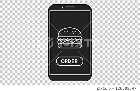 スマートフォンで注文するフードデリバリーアプリのイラスト 126388347