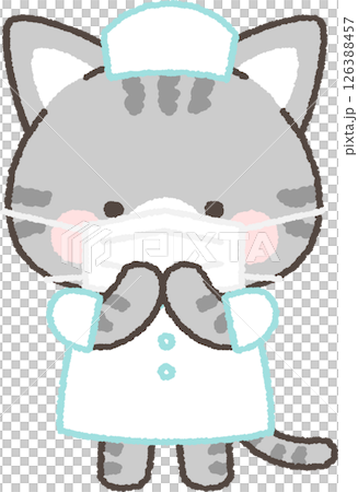 戴著口罩的虎斑貓護士 126388457