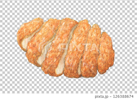 Sliced pork cutlet, hand-drawn, watercolor 126388674