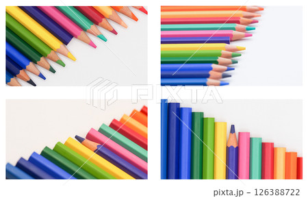 A series of colored pencils arranged in diagonal rows create a visually pleasing and orderly pattern. A series of colored pencils arranged in diagonal rows create a visually pleasing and orderly pattern. 126388722