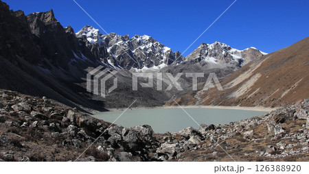Peaks and Thonak Tsho, lake in the upper Gokyo Valley, Nepal. Peaks and Thonak Tsho, lake in the upper Gokyo Valley, Nepal. 126388920