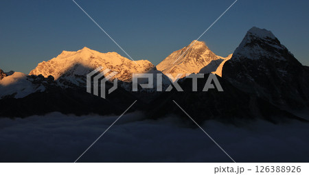 Everest at sunset seen from the Gokyo Valley, Nepal. 126388926
