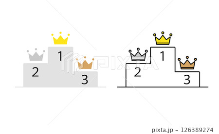 表彰台と王冠のバリエーションイラスト 126389274