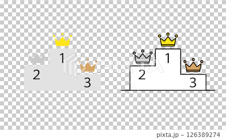 表彰台と王冠のバリエーションイラスト 126389274