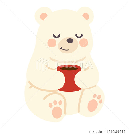 Illustration of Polar Bear with Coffee Illustration of Polar Bear with Coffee 126389611