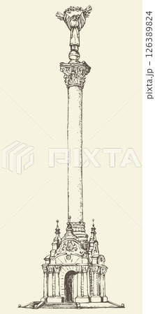 Statue of Independence in Kiev, Ukraine. Vector sketch Statue of Independence in Kiev, Ukraine. Vector sketch 126389824