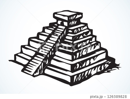 Mayan pyramids. Vector drawing icon 126389828