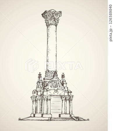 High podium. Vector drawing 126389840