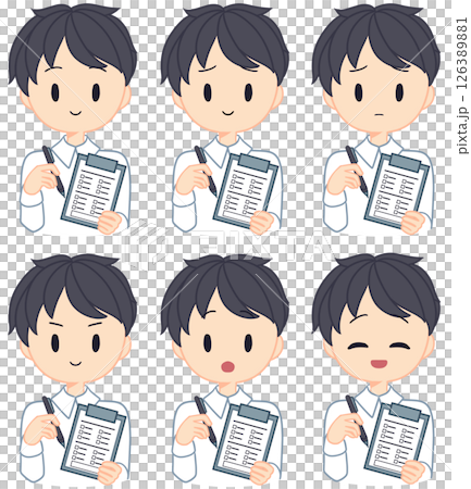 バインダーを持つ男性表情セット 126389881