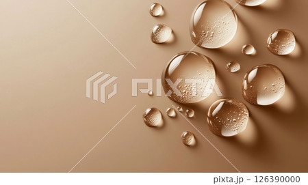 Water Droplets on a Smooth Beige Surface 126390000