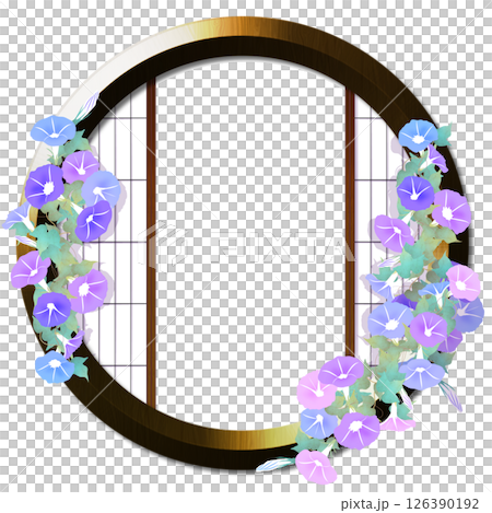 裝飾圓形窗戶的牽牛花 裝飾圓形窗戶的牽牛花 126390192
