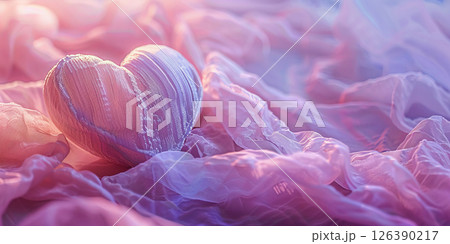 Romantic Pink Heart on Delicate Fabric for Valentine's Decor or Wedding Invitations 126390217