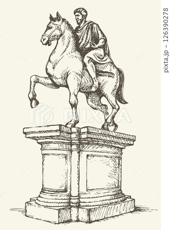 Statue of of Marcus Aurelius. Vector drawing 126390278