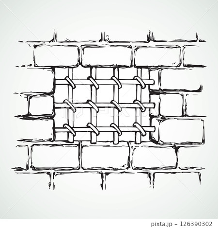 Ancient prison lattice. Vector drawing Ancient prison lattice. Vector drawing 126390302
