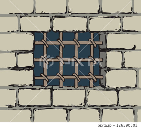 Ancient prison lattice. Vector drawing 126390303