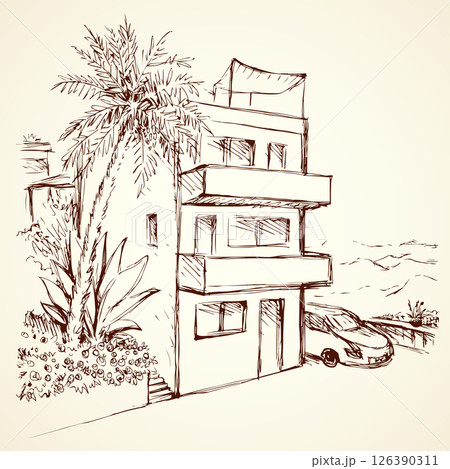 Vector illustration. East house patio 126390311