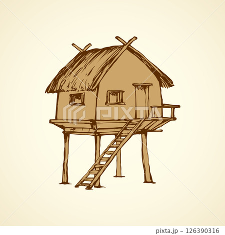 Hut on legs. Vector drawing 126390316