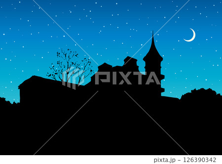 Street of old town. Vector drawing Street of old town. Vector drawing 126390342