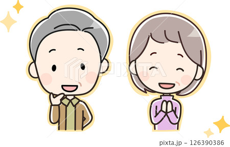 納得・解決　／　明るい表情を浮かべる老夫婦のイラスト 126390386