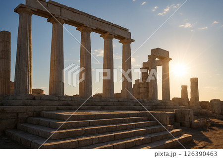夕日に照らされる遺跡 夕日に照らされる遺跡 126390463