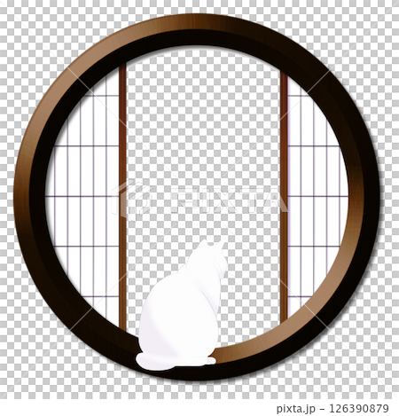 Round window and cat 126390879
