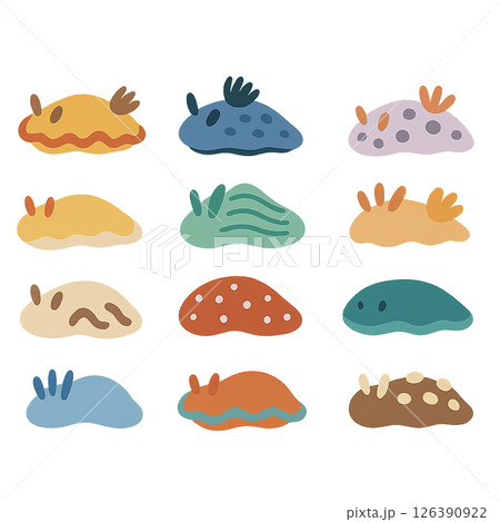 かわいいウミウシのイラストセット② 126390922