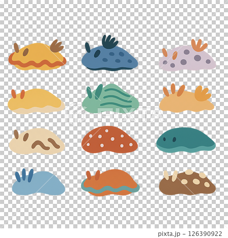 かわいいウミウシのイラストセット② 126390922