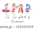 水着で夏を満喫するレトロガール（透過） 126391029