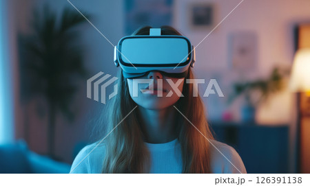 Student Using Virtual Reality and Tablet for Learning 126391138