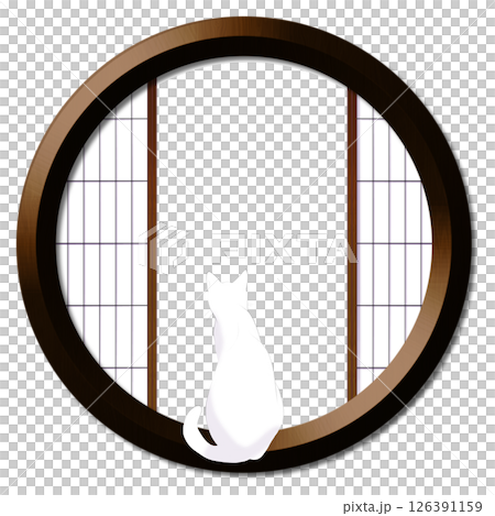 Round window and cat Round window and cat 126391159