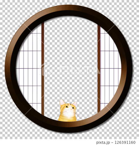Round window and cat Round window and cat 126391160