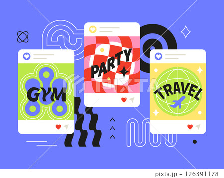 Interesting events - social media screens templates set 126391178