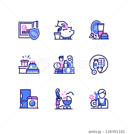 Budget and financial management - line design style icons set 126391182