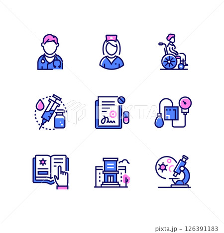 Healthcare and medicine - line art style icons set 126391183