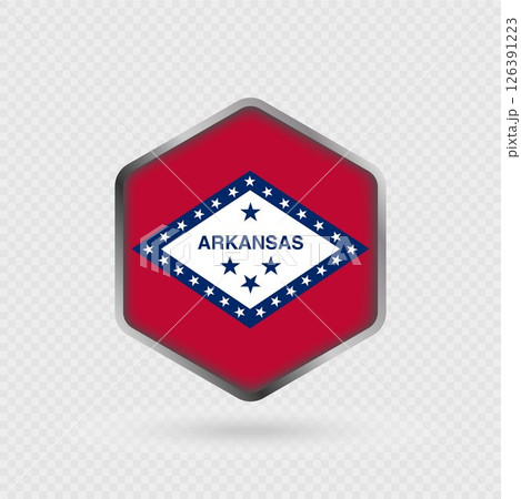Arkansas State Flag Icon in Hexagon Shape. 126391223