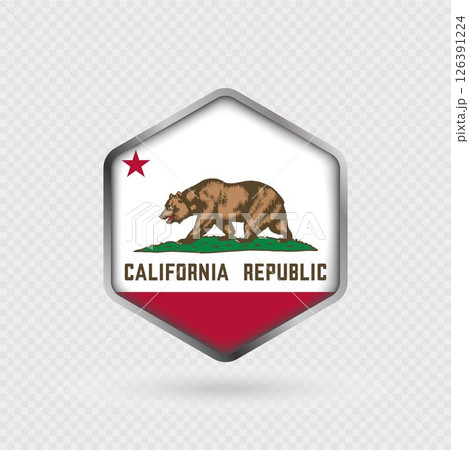California State flag icon in hexagon shape. 126391224
