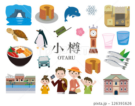 北海道の小樽市観光グルメイラスト 126391626