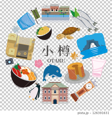 Hokkaido Otaru city sightseeing gourmet illustration 126391631