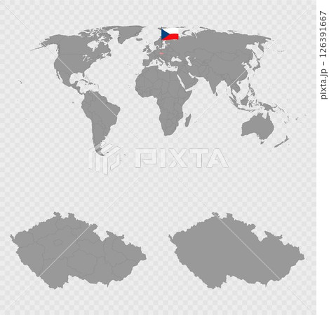 Czech Republic Map Set with World Location. 126391667