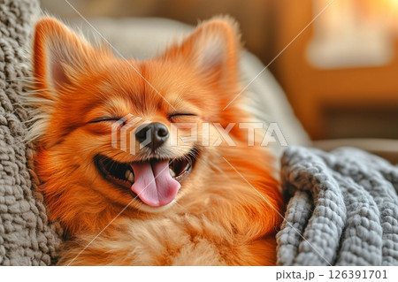 お昼寝する犬 126391701