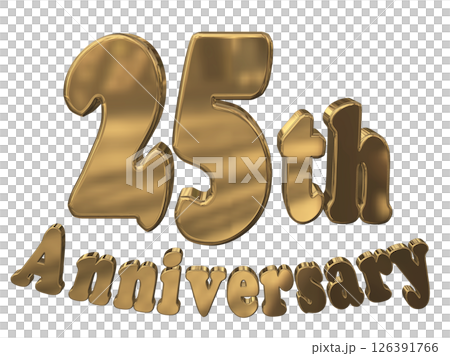 3DCG文字“25週年/25週年紀念馬克·斯帕克” 126391766