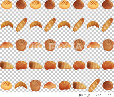 A set of watercolor illustrations of various breads 126392027