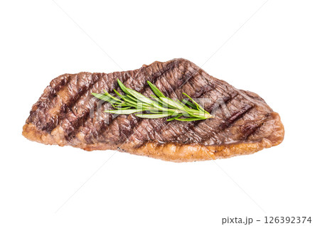 Grilled Brazilian picanha, rump cap beef steak. isolated on white background. top view 126392374